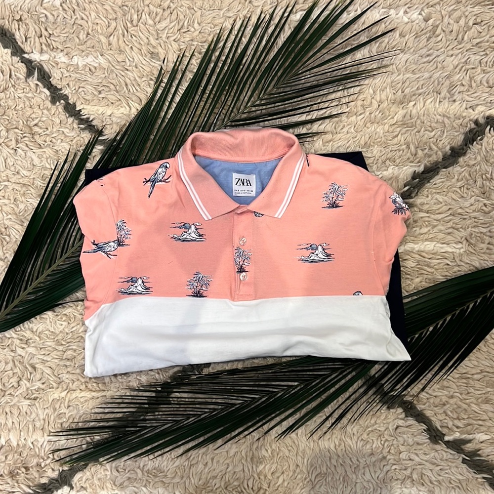 ZARA SMALL PINK & BLUE POLO